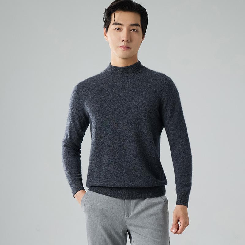 New semi-turtleneck cashmere sweater thickened pullover sweater loose inside with wool base