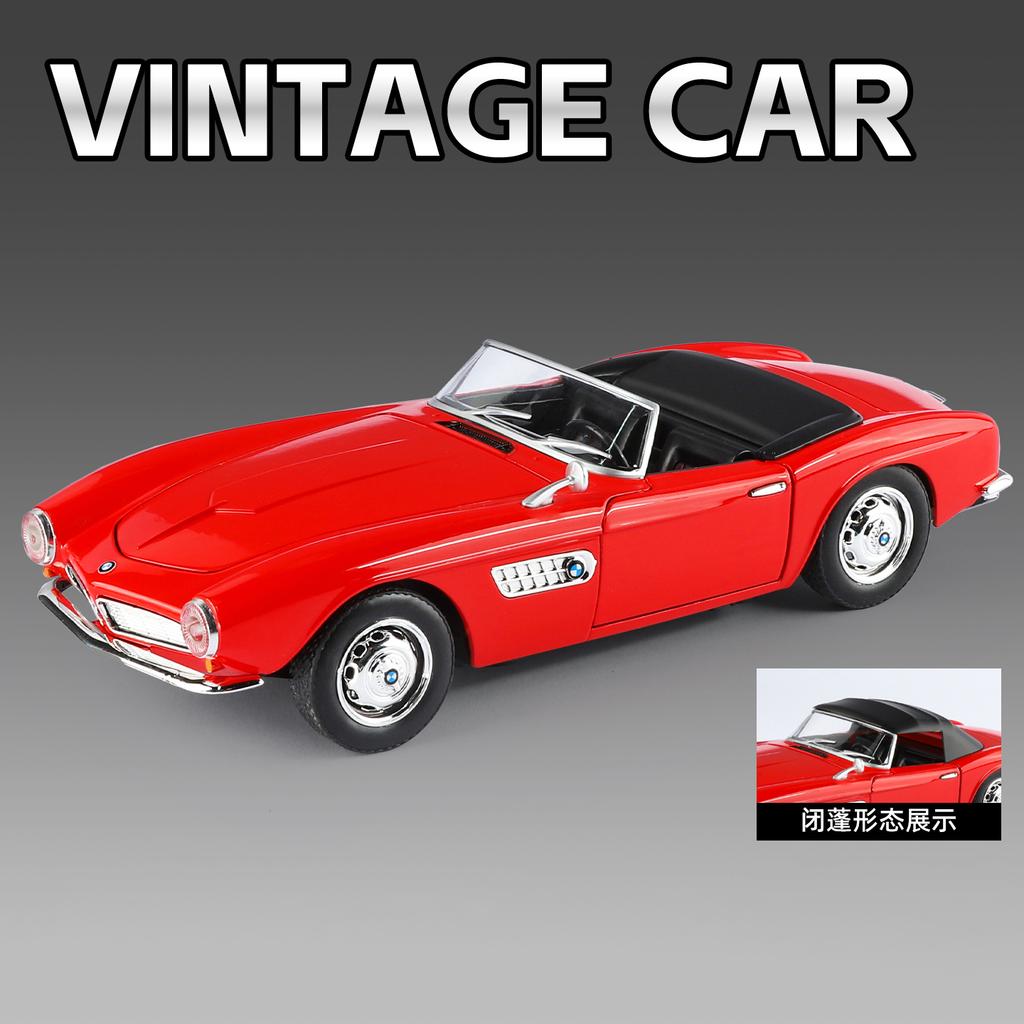 1:24 BMW 507 1950 530LI Vintage Roadster Legierung Metall Druckguss Modellauto Jungen Hohe Simulation Miniatur Feiertagsgeschenk Heimspielzeug