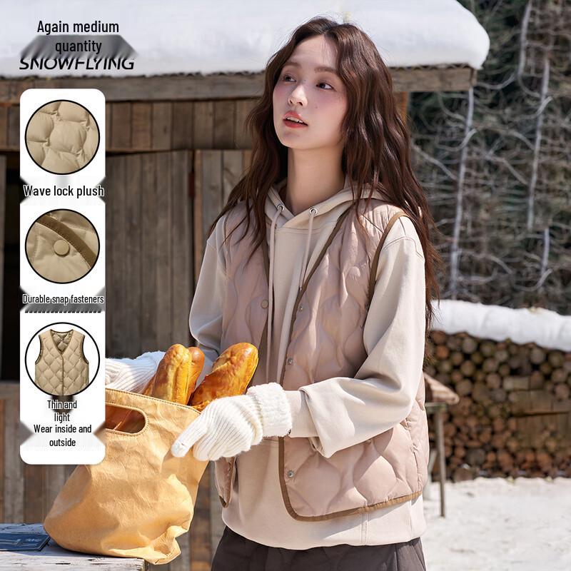Xuezhongfei Women s Lightweight V-Neck Down Vest M