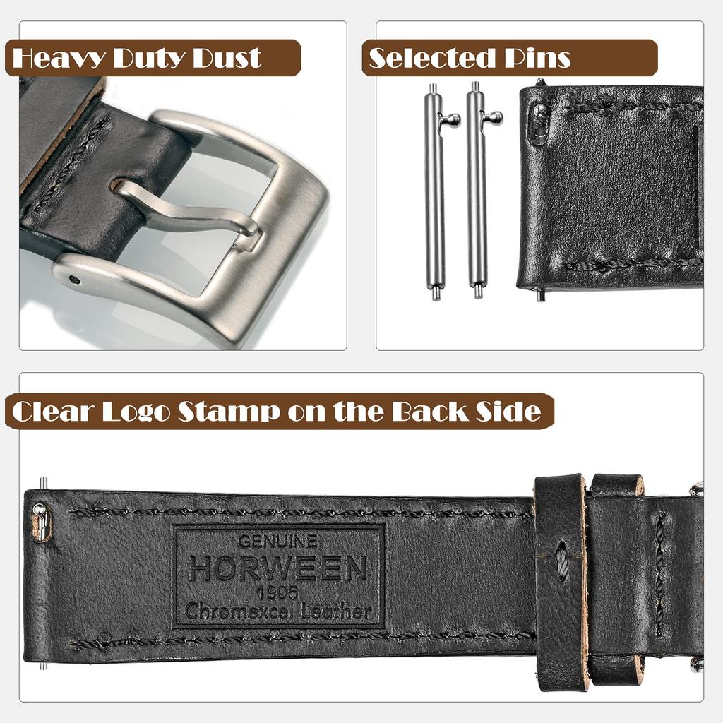20mm Watch Band Watch Band Quick Release Replacement Watch Band Retro Horween Leather Material for Men Women