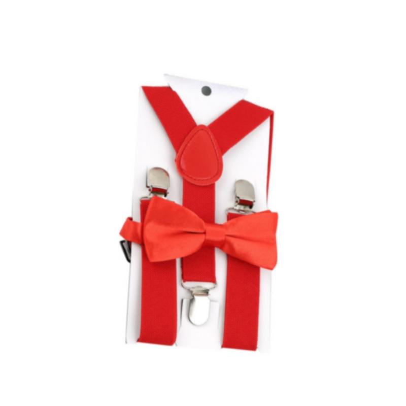 Soild Color Children Belt Bowtie Set Baby Boys Girls Suspenders Clip-on Y-Back Braces Bow Tie Elastic Kids Adjustable