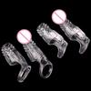 Men Vibrating Cock Ring Dildo Enlarger Penis Training Sex Toy Reusable Cock Sleeve Couple Vibrator Delay Ejaculation Erection