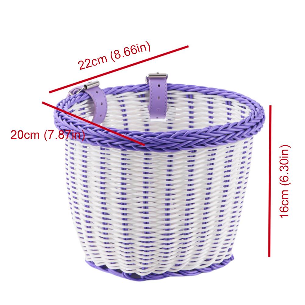 Bike Front Basket Adjustable Leather Straps Handwoven Bicycle Basket Waterproof Bicycle Storage Basket for Kids Adult Bikes