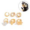 Fashionable Adjustable Flower Rings Set With Stylish Pearls Highlight Accessory for Women’s Everyday And Party Looks