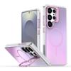 Metal Lens Stand Color Change Magnetic Double Laser Case for Samsung Galaxy S25 S24 S23 Plus S22 Ultra for Magsafe Acrylic Cover