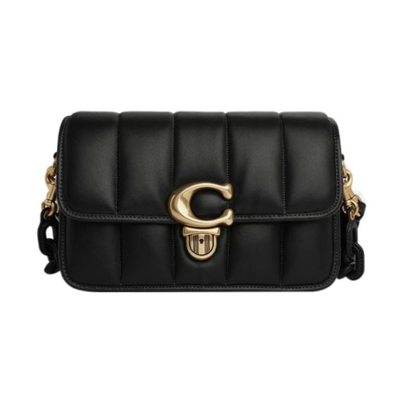 

COACH Studio 24 Flip Color Block C Label Push Button Adjustable Shoulder Strap Nappa Leather Crossbody Shoulder Bag Women s Black чорний