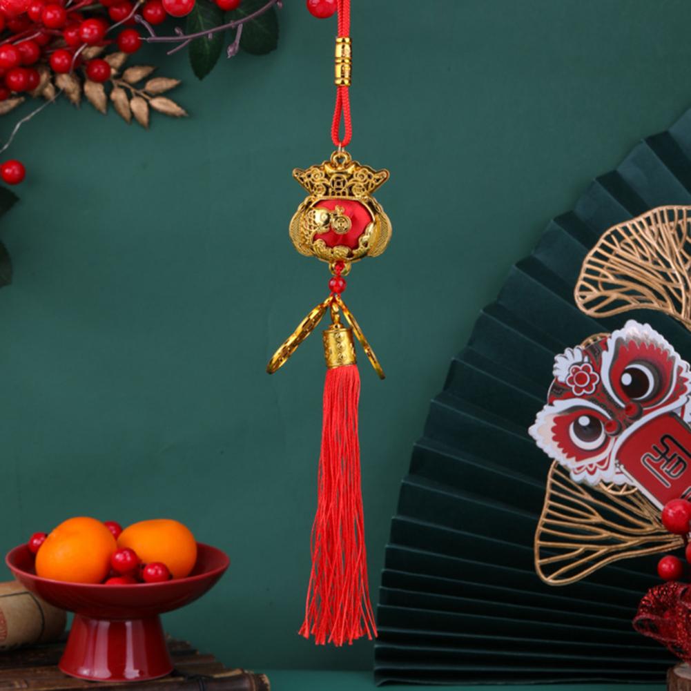 Red Chinese Lanterns Mini Decorative Lucky Hanging Lanterns Decoration with Coins And Tassel for Spring Festival Home Decor