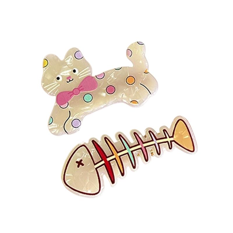 

Unique Cats Eating Fish Hair Clasps Hair Decoration Resin Hairpieces Hair Clip Party Headwear For Girls And Ladies