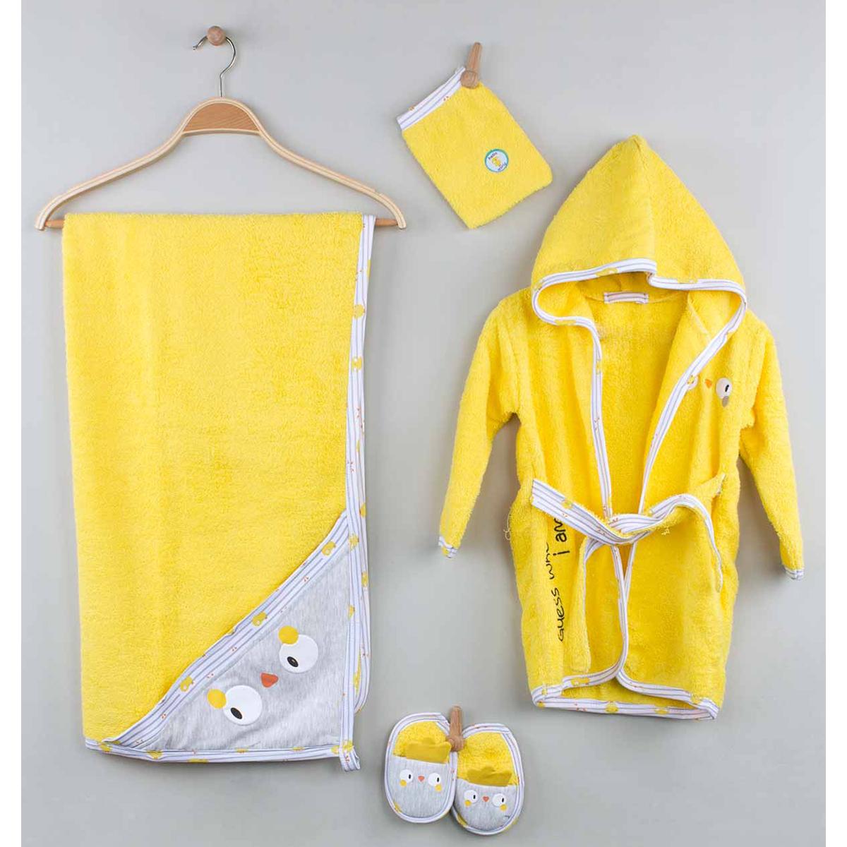 

Комплект желтого хлопкового халата для маленьких мальчиков
