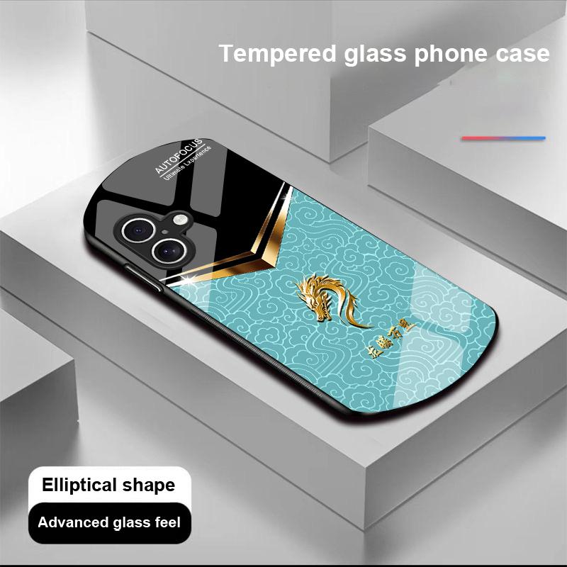 V-shaped Faucet For Apple IPhone 16 11 13 15 14 Pro Max 12 Mini 7 8 Plus XR X XS SE Elliptical Shaped Tempered Glass Phone Case