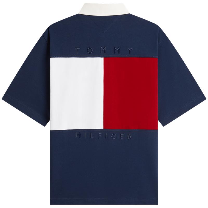 Tommy Hilfiger Cotton Plain Knit Trendy Back Flag Logo Loose Short Sleeve Polo Shirt Men tops MW0MW42751