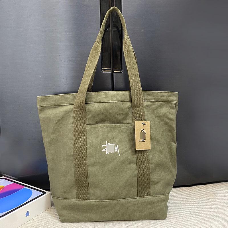 Large Capacity Canvas Tote: Versatile Commuter & Student Shoulder Bag in Durable Retro Style армия зеленый