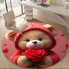 1PC Teddy Rose Office Round Area Rug,  Mat Suitable ForOffice, Under Office Chairs Bedroom Living Room Home Decor, Room Deco