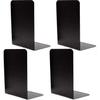 4Pcs Heavy Duty Black Decorative Metal Bookends,Metal Book Ends Supportwith Non-Slip Rubber -XX