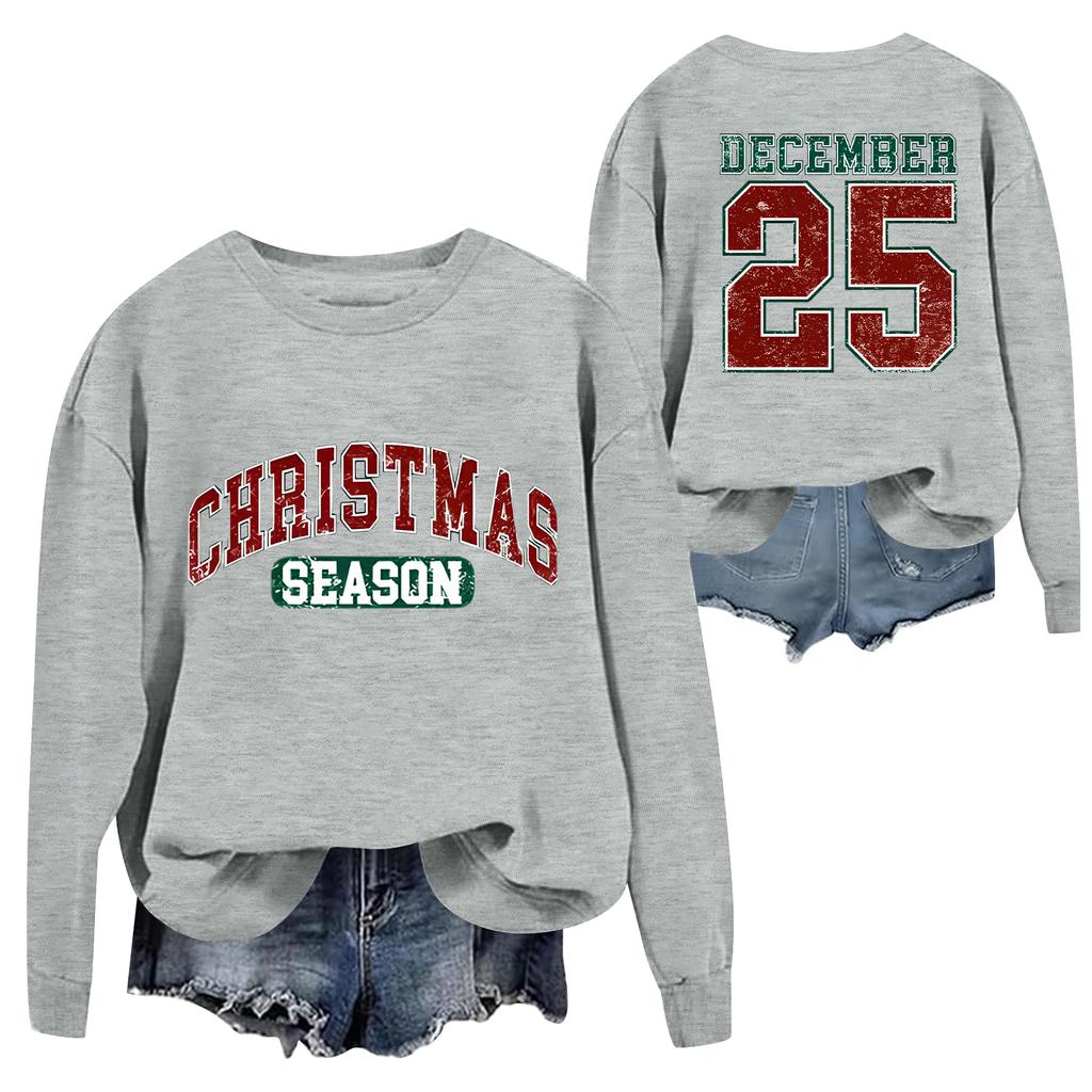 Weihnachts-T-Shirts und Sweatshirts, Damen-Sweatshirts, Langärmelige Pullover-Sweatshirts, Damen-Langarmtops