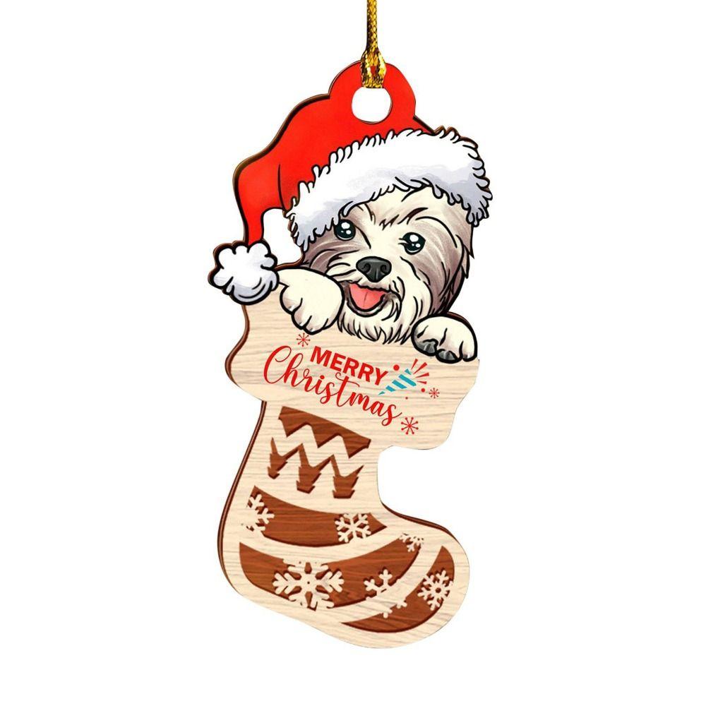 Cartoon Dog Socks Christmas Pendants Decorative Dog Car Pendant  Car