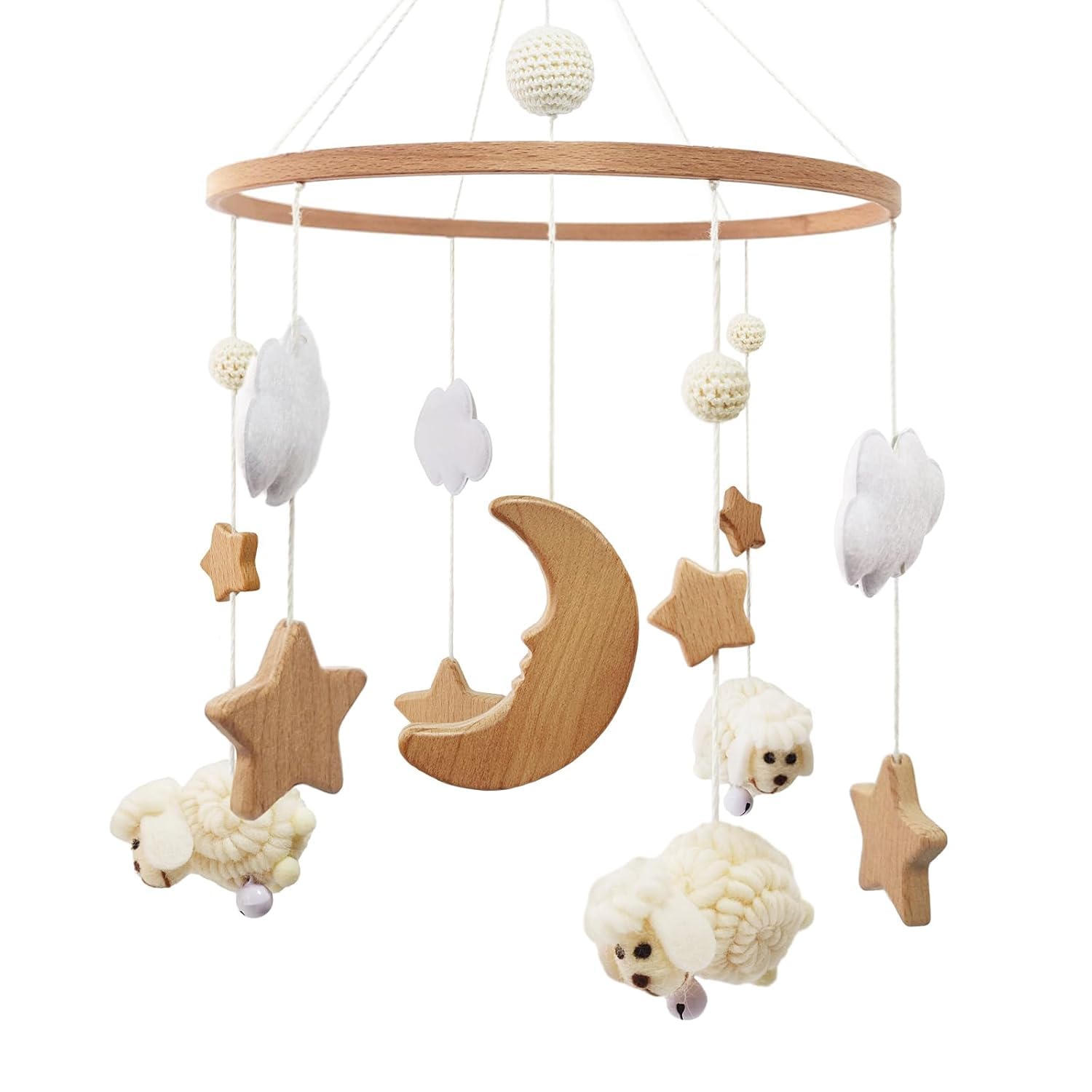 

make Bed Mary Wooden Mobile Montessori Wall Decoration Room Interior Toy Baby Birthday Present Baby Preparation Baby Gift Gift Bedtime Supplies Stop білий