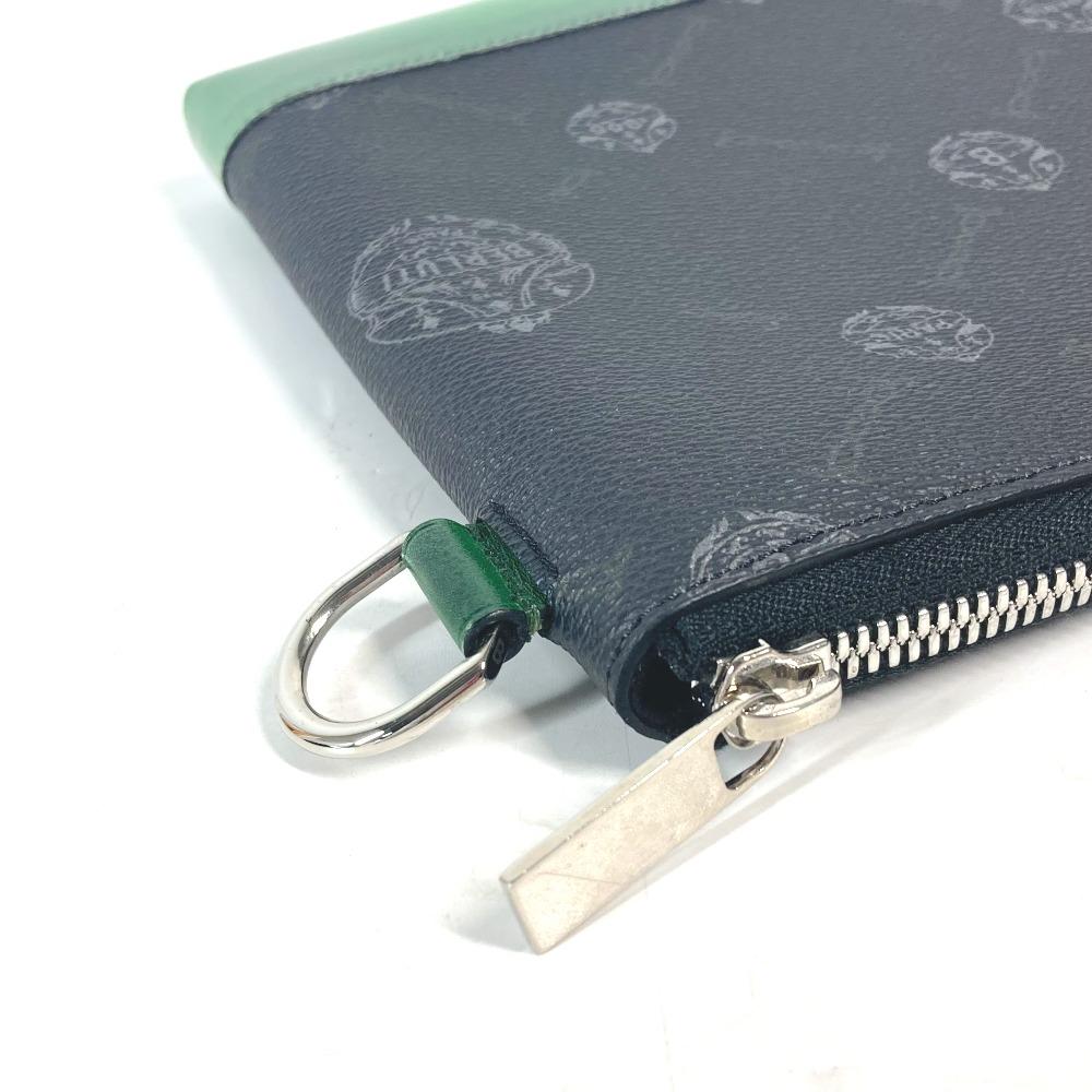 Berluti L-shaped fastener Nino Logo pouch bag Clutch bag PVC/Leather gray/Green
