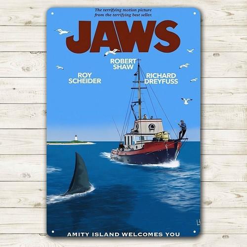 Jaws Retro Horror Movie Metal Poster Tin Sign xcm Plate 20x30cm(7.8x11.8inch)