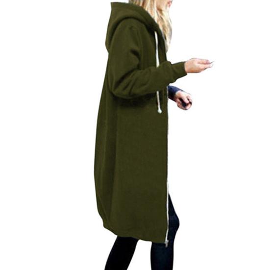 Women Long Sleeve Solid Color Coat Thick S Drawstring Long Lady Jacket Women Clothes