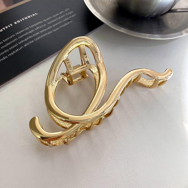 

1pc Fashion Minimalist Metallic Hair Claw Clips Curved Designs Perfect for Chic Updos Daily Elegance Trendy Hair Accessories золотистий