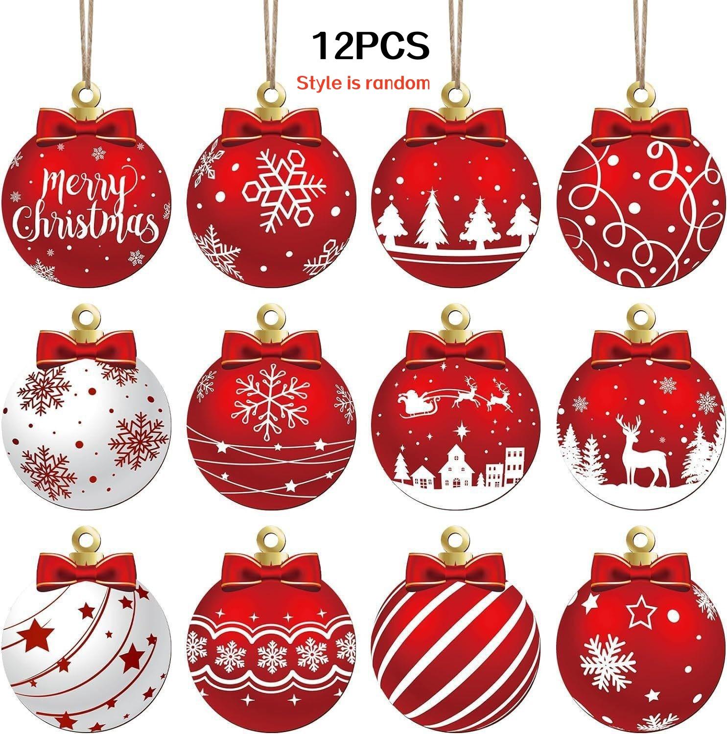 

12-Piece Set of Random Style Creative Christmas Balls Wooden Ornaments Set Christmas Tree Decoration Home Party Decoration Supplies Decorations