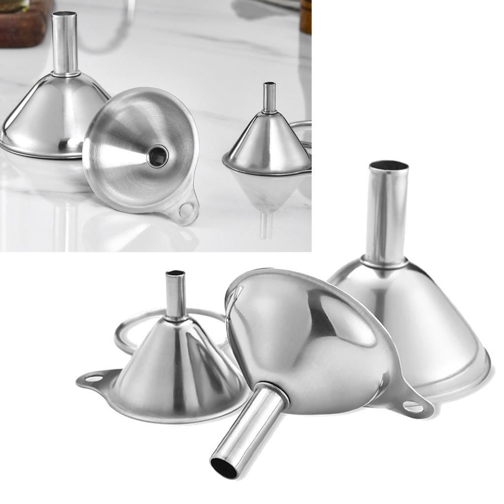 3 Pcs Stainless Steel Mini Funnels Stainless Steel Kitchen Funnel Set for Filling Small Bottles Miniature Bottles