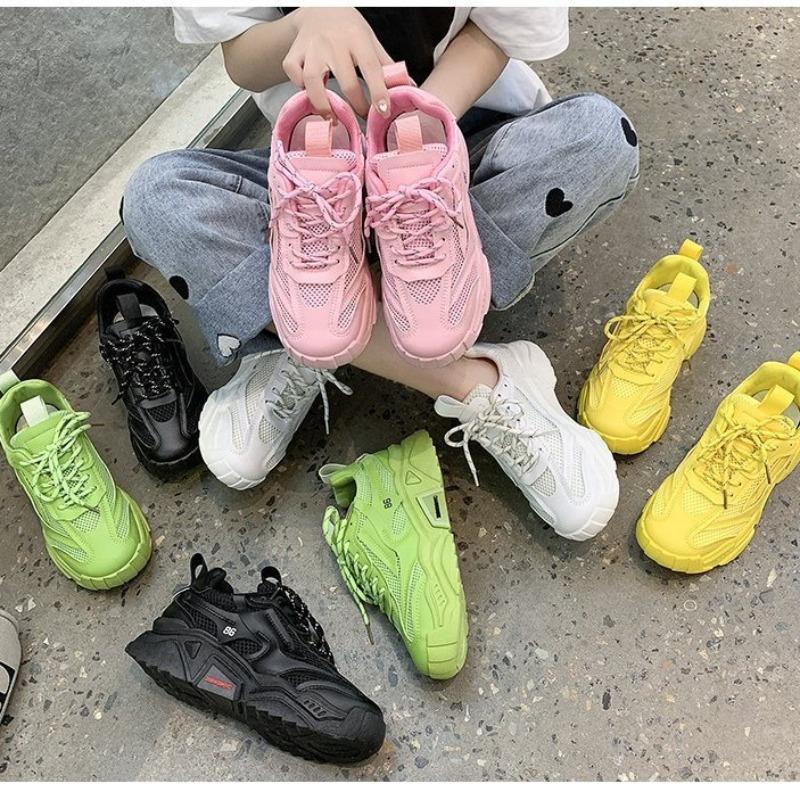 Fashion Comemore New Sneakers Women Spring Platform Casual Sports Shoes Fashion Sneaker Basket Yellow Lace-Up Chunky Footwear Woman 2025