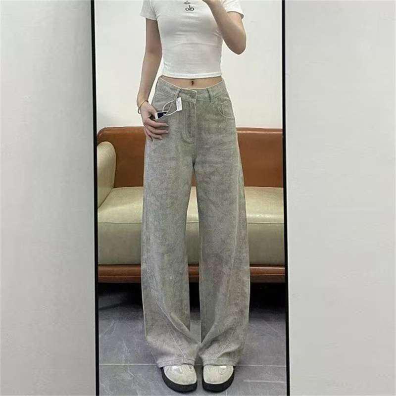 

2026 Autumn/Winter Plus Size High-Waisted Wide-Leg Relaxed Fit Jeans for Women - Trendy Slimming Drape Style S