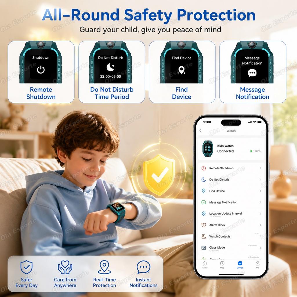 2027 New 2G/5G Kids Smart Watch GPS Location Calls SOS Camera Waterproof Child Watch for Boys Girls Present Gift Ht30 2