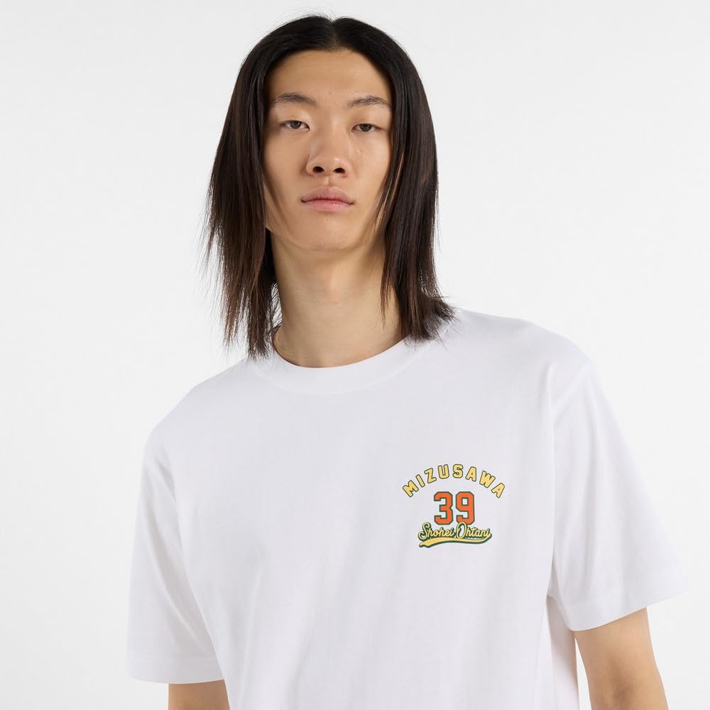 New Balance Shohei Ohtani Memories Short Sleeve Sizes 51747 WT1 Men's T-Shirt, 39" (MT51737 53818) (White)