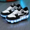 29-40 Zapatos Deportivos Planos Desmontables de Cuatro Ruedas para Niños Zapatos Deportivos Luminosos LED Recargables Patines de Cuatro Ruedas