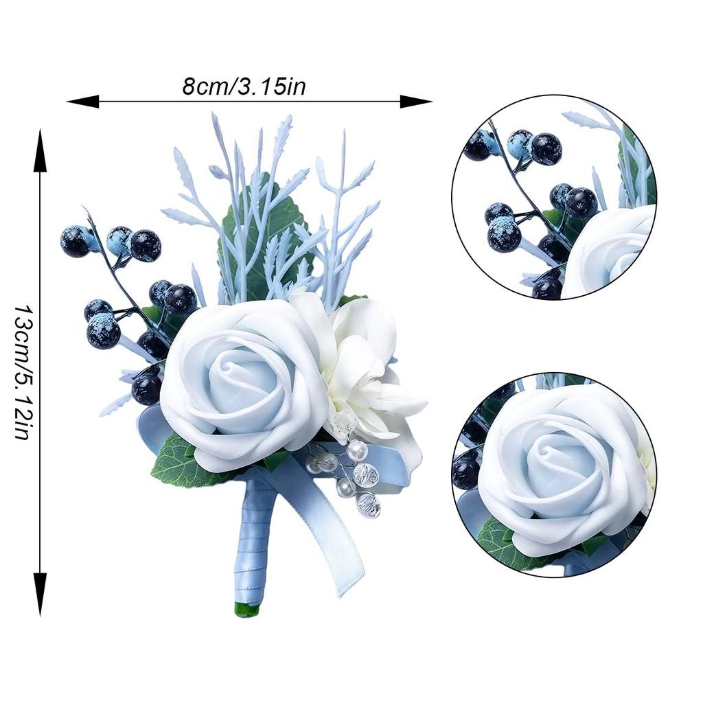 Set of 6 Boutonniere for Men Wedding, Groom and Groomsman Boutonniere for Wedding, Greenery Rose Corsage for Men Ceremony Anniversary Party Prom