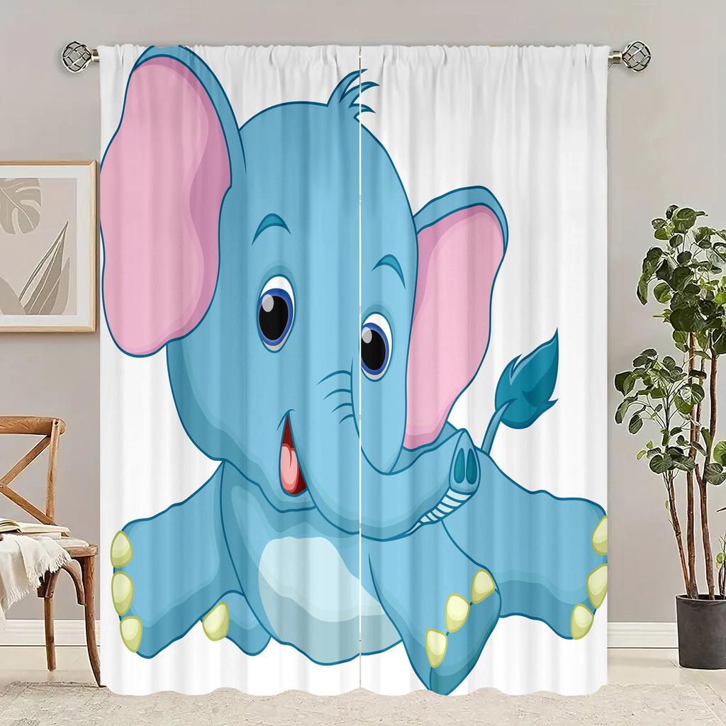 2 Pieces - Customizable Pattern Size - Printed Curtain - Polyester Material - Bedroom, Living Room, Study