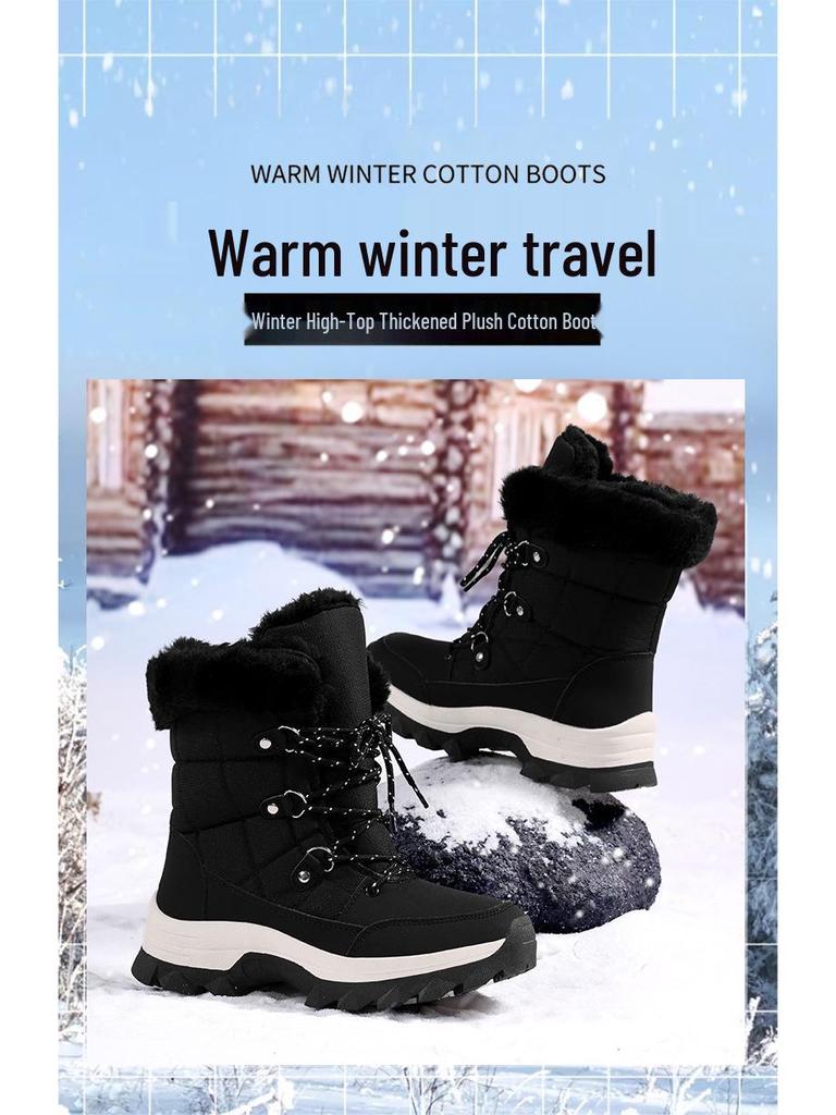 Damskie wszechstronne śniegowce z podszewką z polaru: Ciepłe, antypoślizgowe, pogrubione na jesień i zimę, moda outdoorowa.