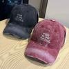 New American-style Frayed Letter Embroidered Baseball Cap for Women In Autumn Versatile Face Showing Small Gradient Soft Top Duck Cap for Men