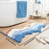 1pc Dajang Plush Bath Mat - Non-Slip, Absorbent, Machine Washable Polyester Bath Mat with Ocean Wave Design, Blue & White,Perfect for Bathroom,Toilet