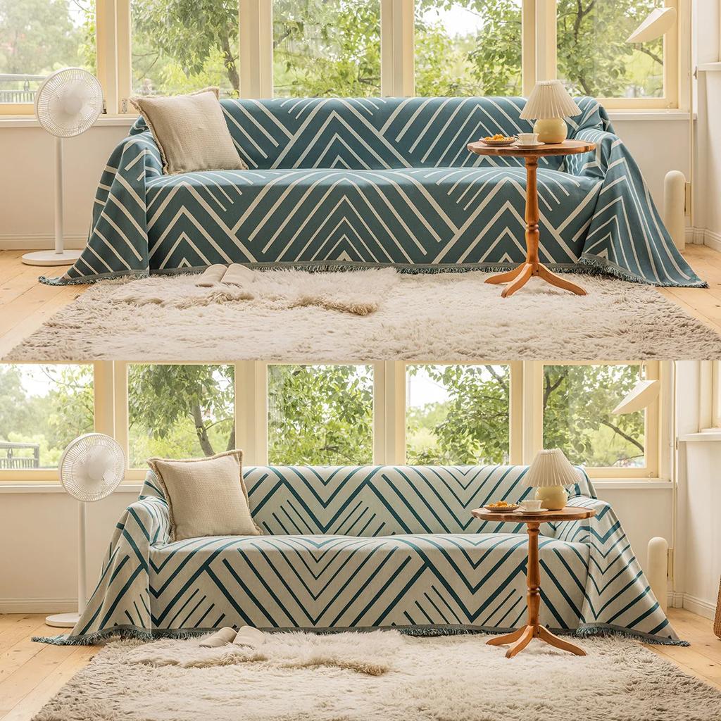 Slipcover Multi Functional Sofa Towel Cover Geometric Thick Double-sided Tablecloth Sofa Covers for Living Room