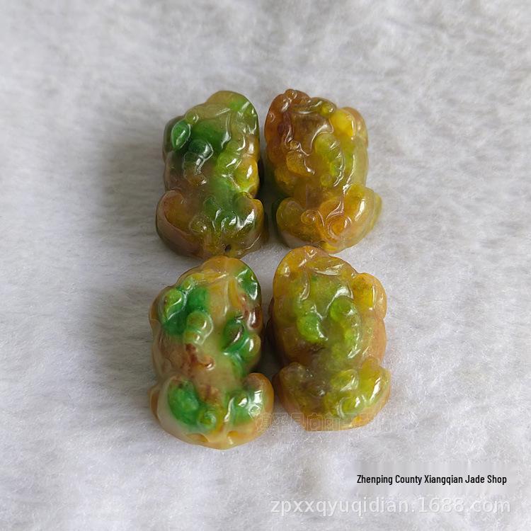 Yellow Green Jade Bashan Cui Pixiu Pendant Bracelet Accessories