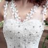 Women Ruched Sequined Lace Up White Big Swing Wedding Dresses