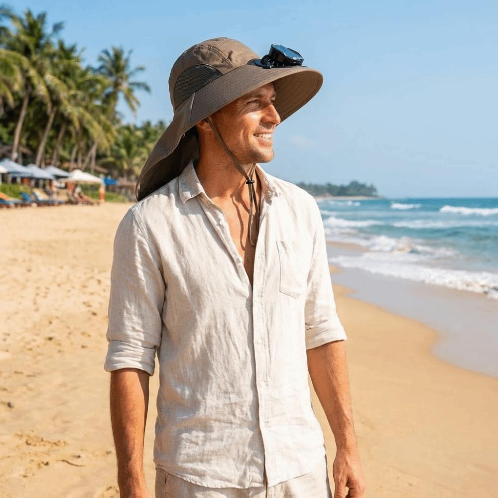 Breathable Sun Hat with Fan Strong Wind Fishing Bucket Hat Convenient Summer Fan Visor Cap Sport