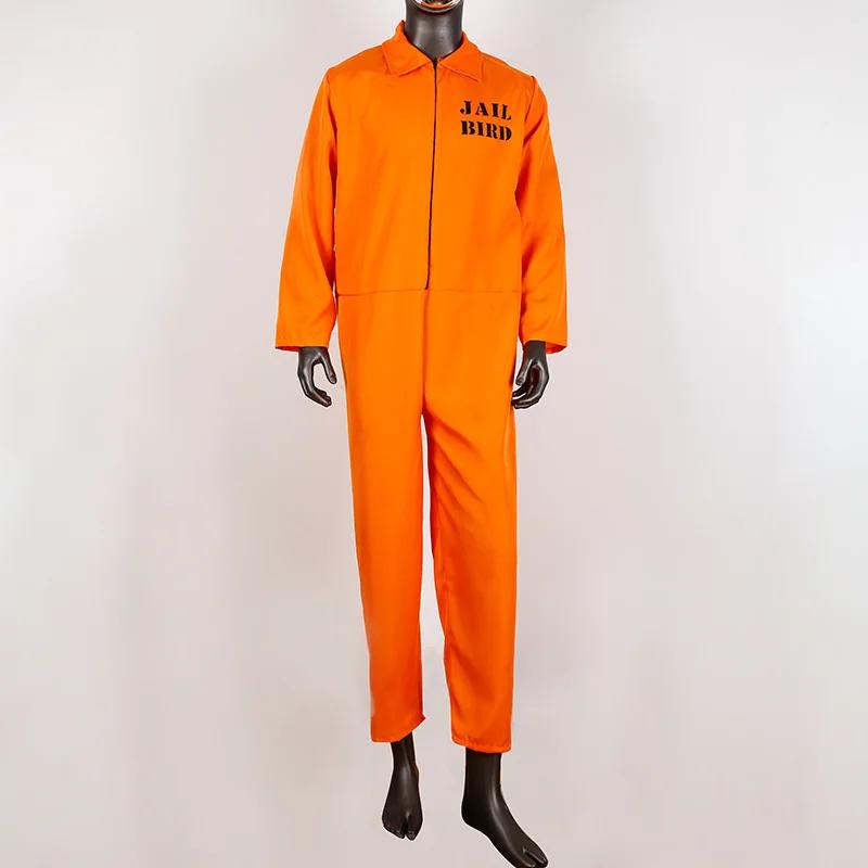 American Prisoner Costume Cosplay Costume Halloween Man Adult Prison Uniform Cosplay Jumpsuit Orange Prison Uniform M
