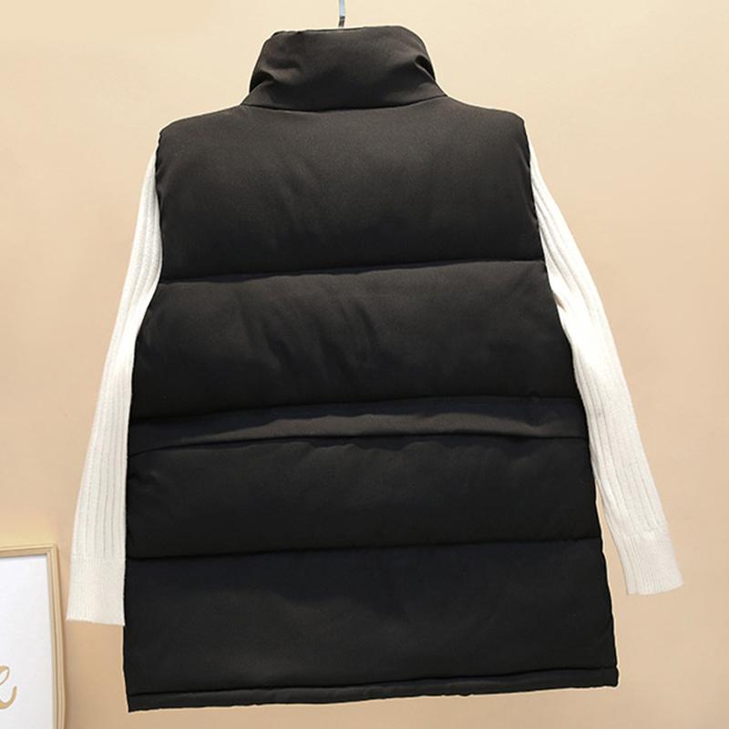 Winter Women Vest Coat Solid Sleeveless Down Cotton Button Pockets Female Coats Padded Winter Casual Outerwear