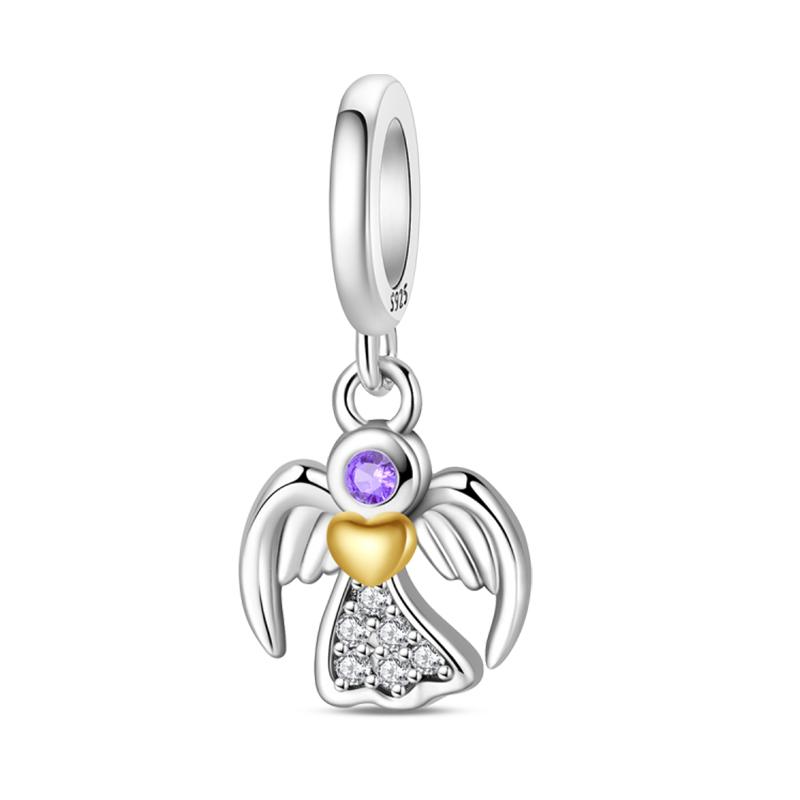 925 Silver Guardian Angel Charms Beads Angel Wings Drunk Angel DIY Bracelet Jewelry Gift for Birthday Lucky