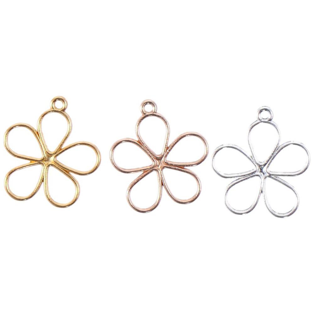 200Pcs  17*19MM Flower Pendants Alloy Alloy Open Back Small DIY  Bracelet