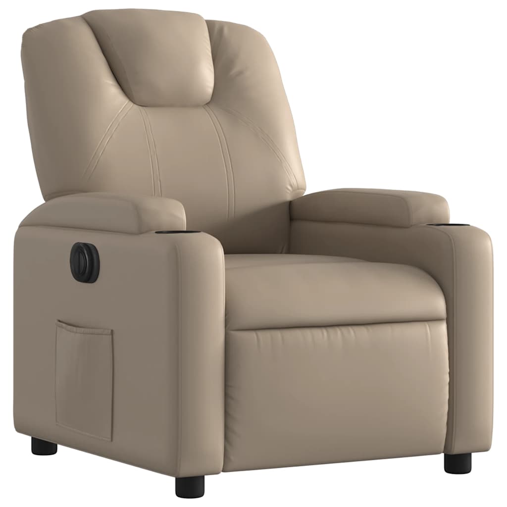 Electric Recliner Chair Cappuccino Brown Faux Leather