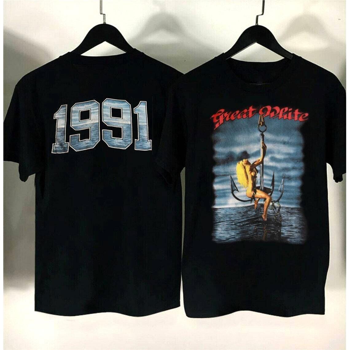 Vintage Great White 1991 Concert Shirt Classic 2 SIDES Black S-5XL XXXXL