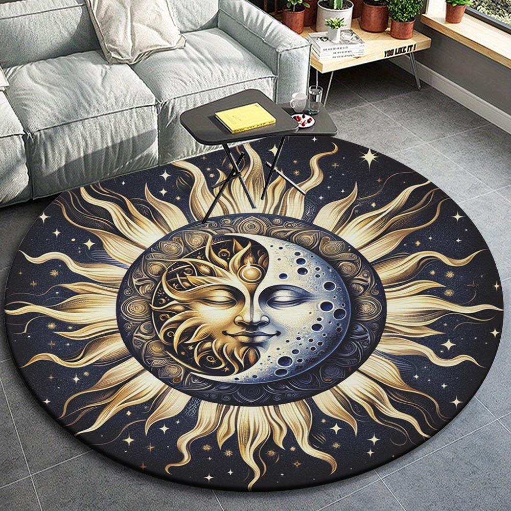 1pc Retro Sun and Moon (1) Pattern Round Floor Mat, Non-slip for Living Room Bedroom Chair Carpets Home Decor Gifts, Home Decor Room Decor O