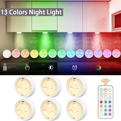 13 Colors Battery Powered LED Wall Light Ceiling Light, LED Light with Remote Control for Bedroom Kitchen Cabinet Light