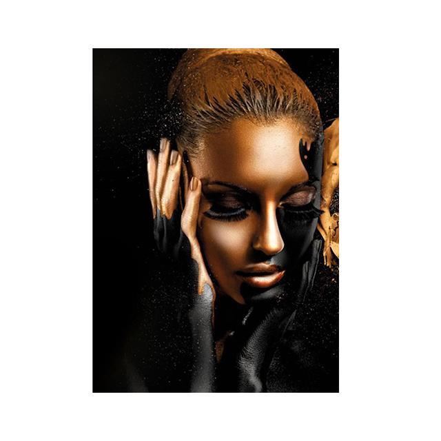 African Girls Woman Gold Jewelry Posters Wall Canvas Art Prints Modern Figures Portrait Paintings Living Room Home Decor Picture